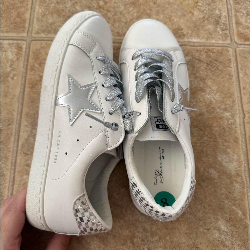 Vintage Havana White and Silver Star Sneakers